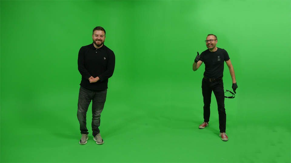 TV Presenter Alex Brooker from the Last Leg TV Show at our green screen film studios in Manchester filming for Channel 4